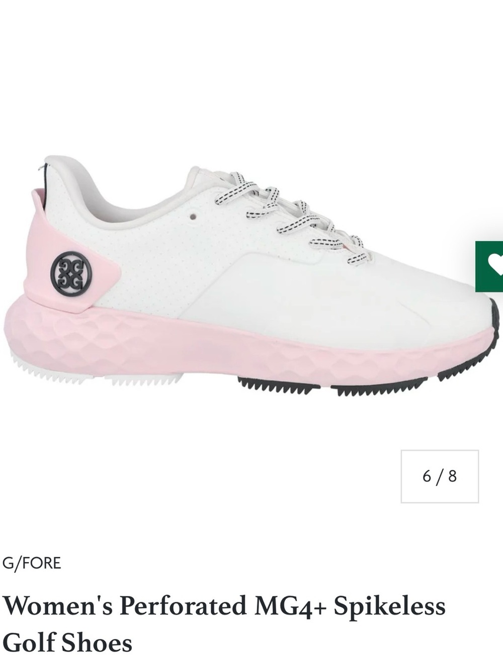 G/FORE Women's Perforated Spikeless Golf Shoes - White & Pink